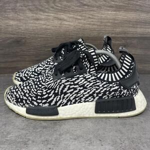 Adidas NMD R1 Primeknit Zebra Mens Size 8.5 White Black Running Sneakers BY3013